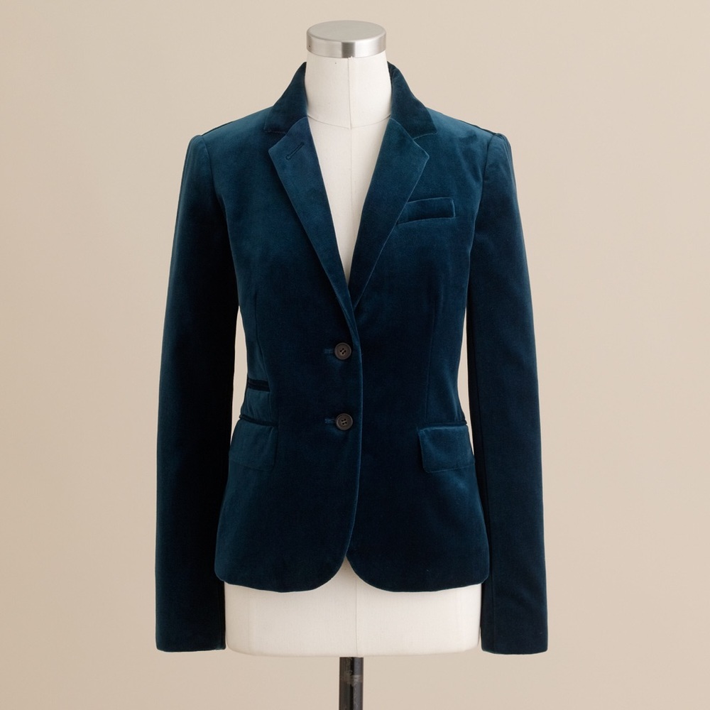 J.Crew Schoolboy Blazer, Teal Velvet, Size 2P